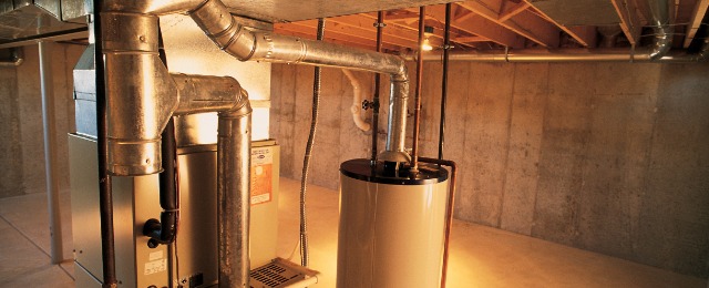 water heater in modern boiler room